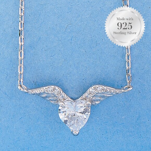 Guardian Angel Heart Necklace, 925 Sterling Silver Charmed Aroma - Picture 3 of 3